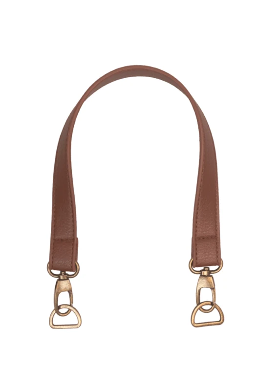 Go Handmade Taschengriff mit Karabinerhaken und D-Ring Braun/Bronze