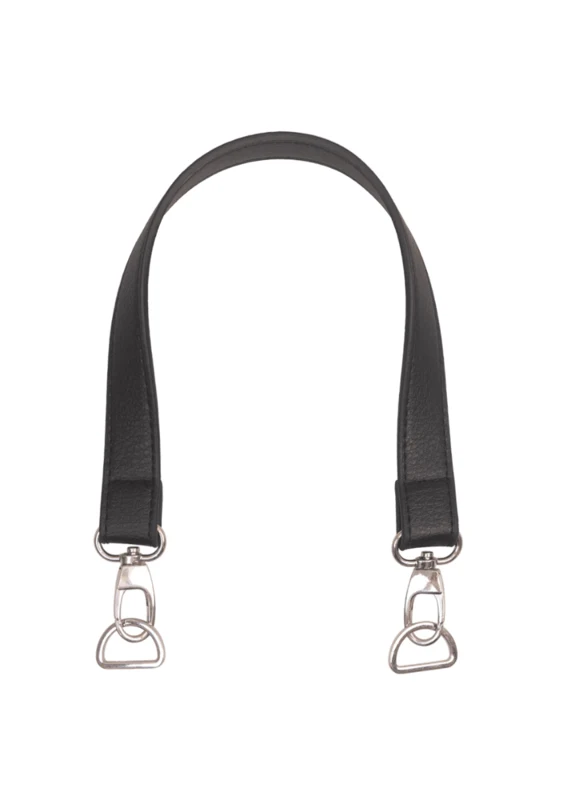 Go Handmade Taschengriff mit Karabinerhaken und D-Ring Schwarz/Silber