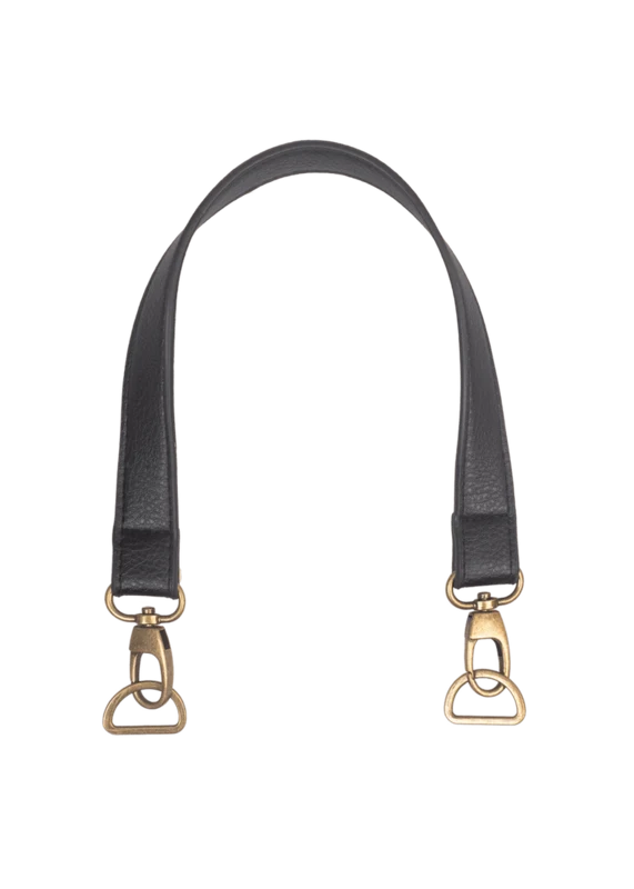Go Handmade Taschengriff mit Karabinerhaken und D-Ring: 50 x 2,5 cm, Schwarz/Bronze