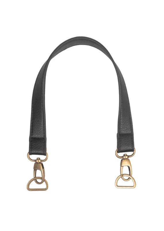 Go Handmade Taschengriff mit Karabinerhaken und D-Ring Schwarz/Bronze