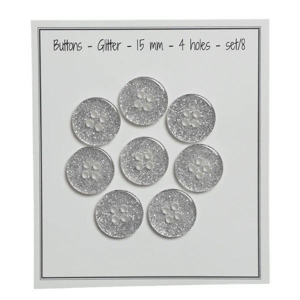 Go Handmade Glitzerknöpfe Silber