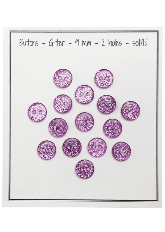 Go Handmade Glitzerknöpfe 9 mm Rosa