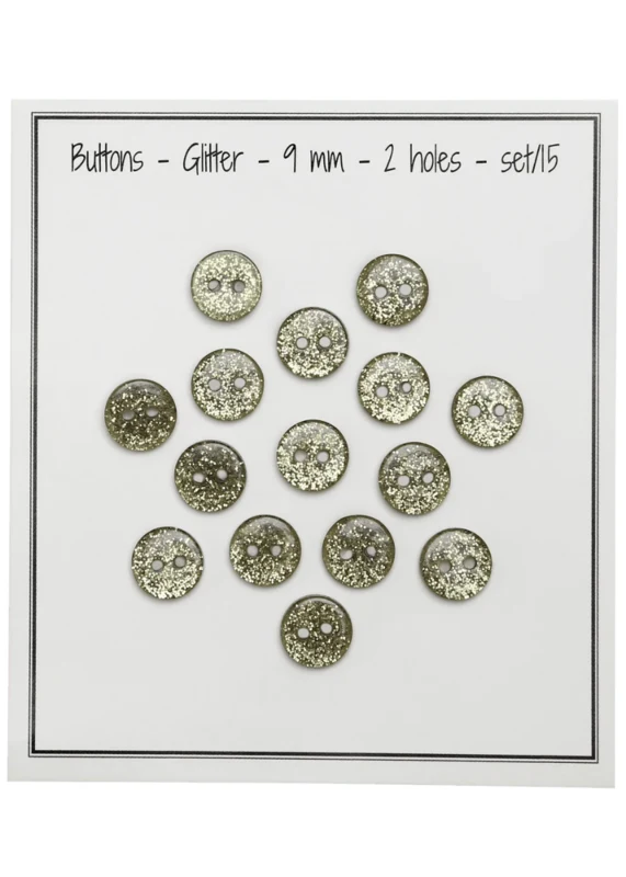 Go Handmade Glitzerknöpfe 9 mm Grün