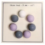 Go Handmade Silikone Perler 15 mm mix hvid lavendel grå