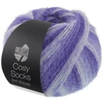 Lana Grossa Cosy Socks Soft Stripes 101 Blauviolett/violettblau/hellviolett/weiß