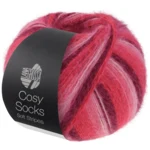 Lana Grossa Cosy Socks Soft Stripes 105 Bordeaux/rosa/himbeer/pink