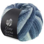 Lana Grossa Cosy Socks Soft Stripes 106 Schwarzblau/graublau/rauchblau/weißblau