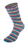 Lana Grossa Cosy Socks Multi Stripes 155 Dunkelpetrol/helltürkis/gelb/orchidee/grauviolett