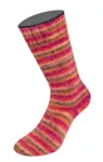 Lana Grossa Cosy Socks Multi Stripes 159 Rot/Fuchsia/Orange/Dunkelbraun/Lachs