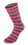 Lana Grossa Cosy Socks Multi Stripes 156 Blauviolett/weinrot/kürbis/pink/graugrün