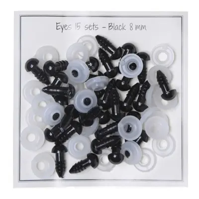 Go Handmade Sicherheitsaugen Schwarz 8 mm (15 Paar)