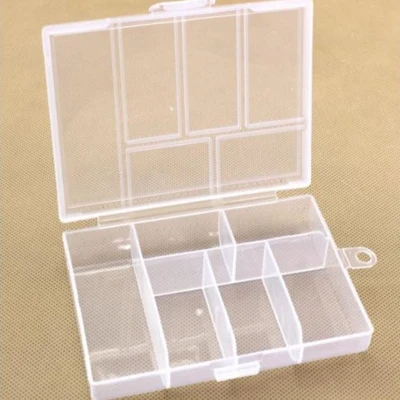 Kunststoffbox mit Deckel, transparent, 12x8,5 cm, 6 Räume