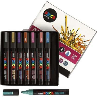 Uni Posca Spitze Medium Metallic, 8-tlg