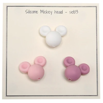 Go Handmade Silikonperlen, Mickey, 3-tlg