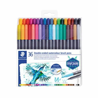 STAEDTLER Marsgraphic Doppelfasermaler mit Pinselspitze, wasservermalbar, 36-tlg