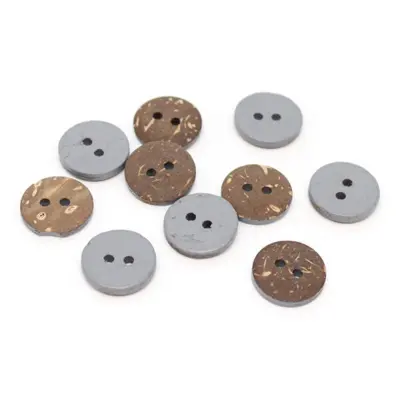 HobbyArts Gefärbte Kokosknöpfe Grau 15 mm, 10 Stck