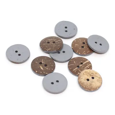 HobbyArts Gefärbte Kokosknöpfe Grau 20 mm, 10 Stck