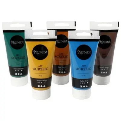 Pigment Art Acrylfarbe, 75 ml, 5 stück