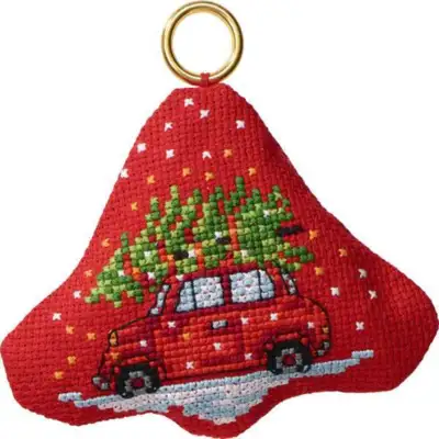 Stickpackung Weihnachts-Hängewagen mit Weihnachtsbaum