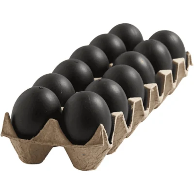 Æg Sort Plast 6 cm, 12 stk