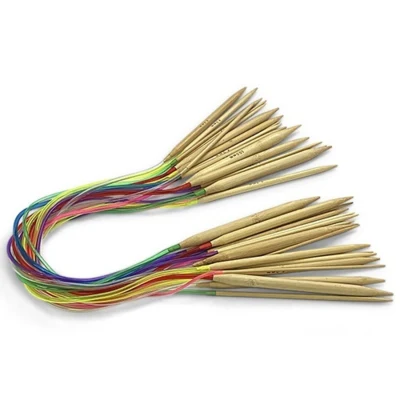 HobbyArts Bamboo Rundstricknadelset, 18 Größen, 2-10 mm - 60 cm