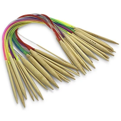 HobbyArts Bamboo Rundstricknadelset, 18 Größen, 2-10 mm - 40 cm
