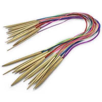 HobbyArts Bamboo Rundstricknadelset, 18 Größen, 2-10 mm - 80 cm