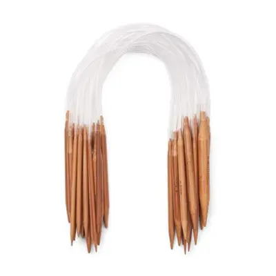 Bambus Rundstricknadelset, 18 Größen, 2-10 mm - 40 cm