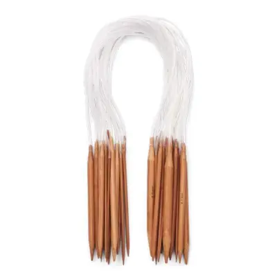 Bambus Rundstricknadelset, 18 Größen, 2-10 mm - 60 cm
