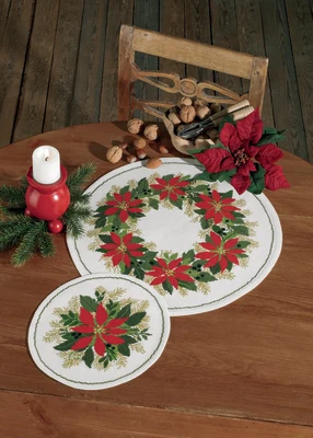 Permin Weihnachtsstickerei - Weihnachtssterne 26 cm Ø, Aida