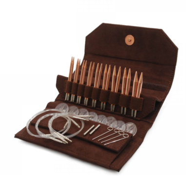 LYKKE Austauschbares Rundstricknadelset Cypra, Braun, 9 cm