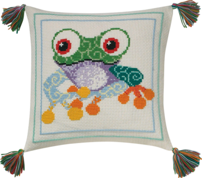 Stickset Kinderkissen Frosch 30x30 cm